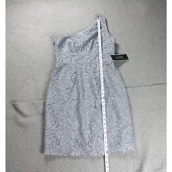 New J.crew Dress Womens 8 Gray Alexa Dress in Leavers Lace One Shoulder A9024 - Picture 7 of 10